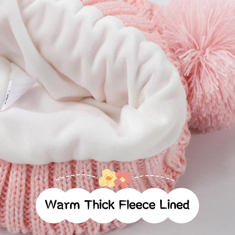 ACTLATI Kids Winter Knitted Beanie Hat Colorful Pompom Ears Ski Hat for Boy Girl(Ages 7-12) - Image 3